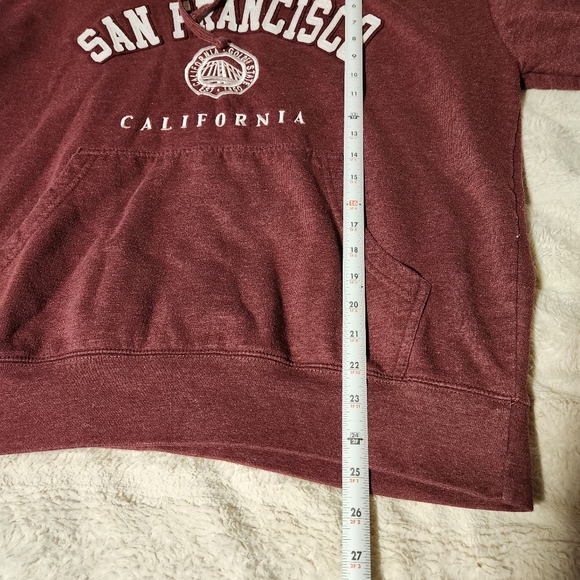 Obsi Sweatshirt Mens Sz XL Maroon Fleece Hoodie San Francisco Spell Out - Picture 6 of 7